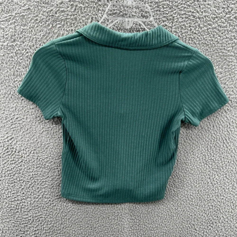 Hollister Women Ribbed Baby Tee Y2K Crop Top M Clean Girl Minimalist 90s Revival